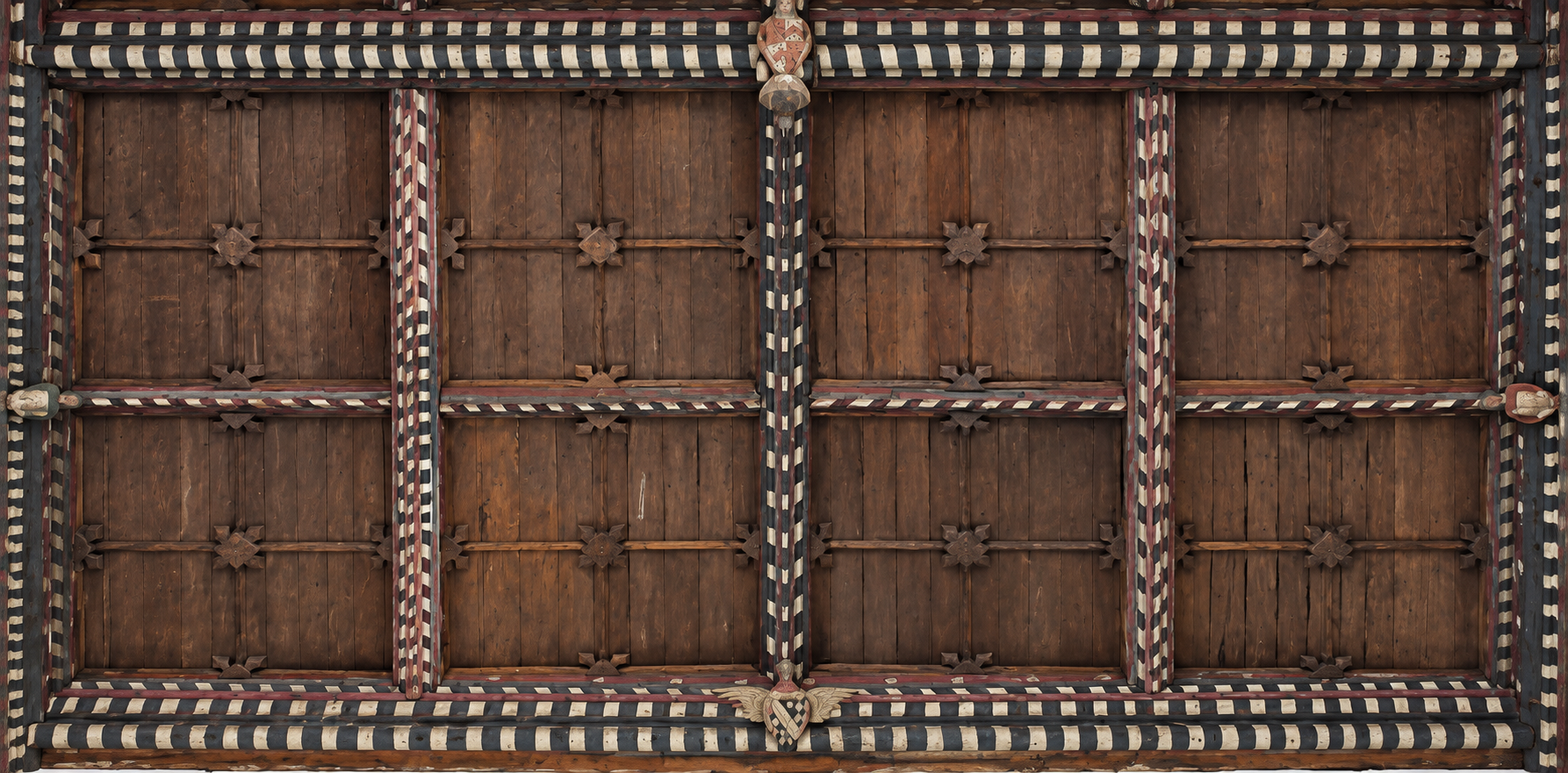 Painted timber ceiling Bay PV1, shown West-up