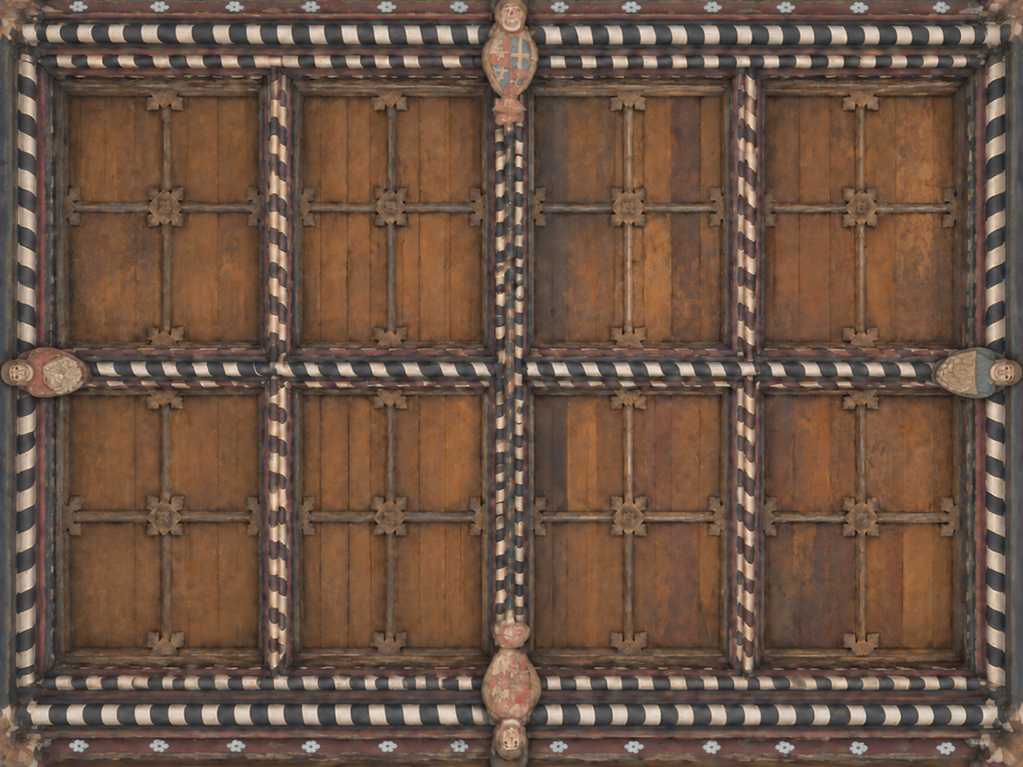Interactive photograph map of People's Vestry ceiling Bay PV2