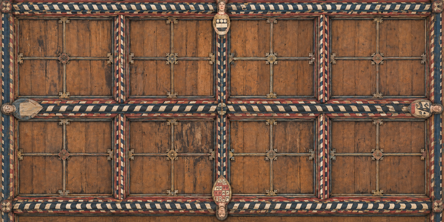 Interactive photograph map of People's Vestry ceiling Bay PV3